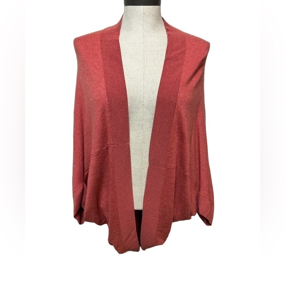 JJill  3/4 Kimono Batwing Sleeve Merino Wool Slouchy Draped Open Cardigan OS